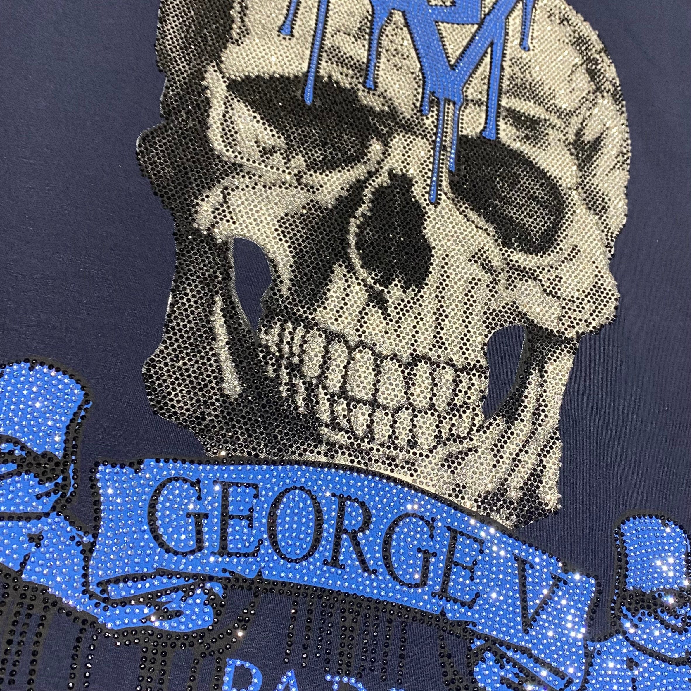 George V Logo Skull T Shirt & Short Set (Navy) GV-2224 - Image 2