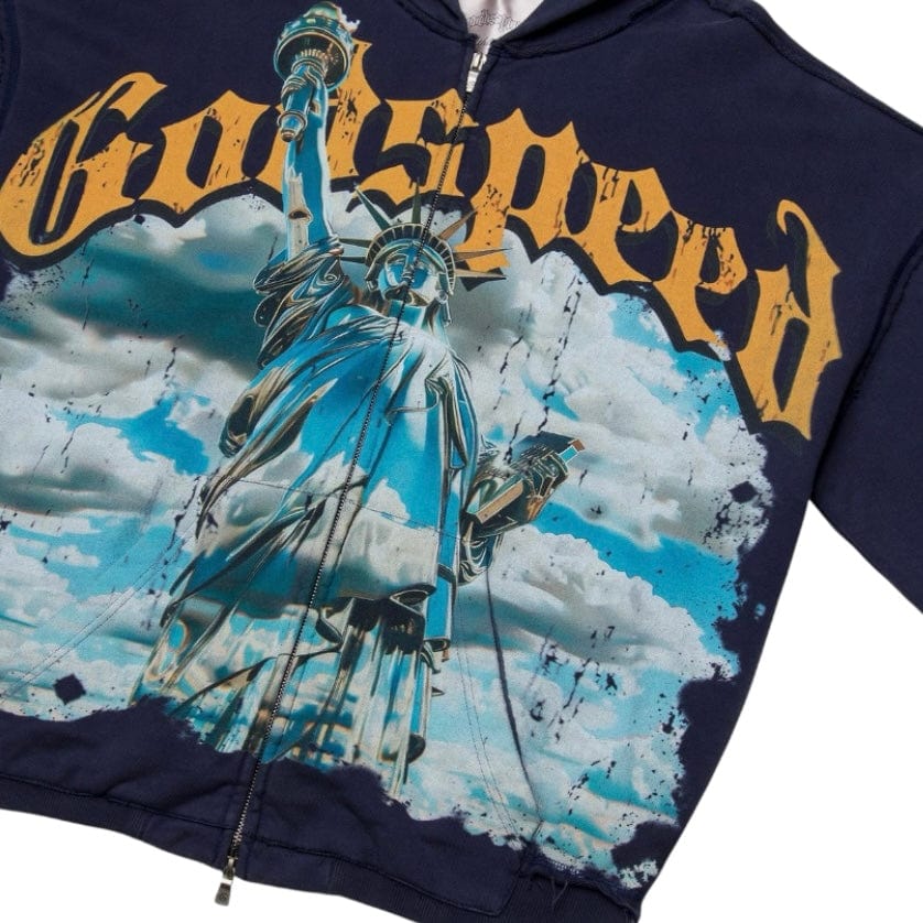 Godspeed Chrome Liberty Zip Hoodie V2 (Navy Wash) - Image 3