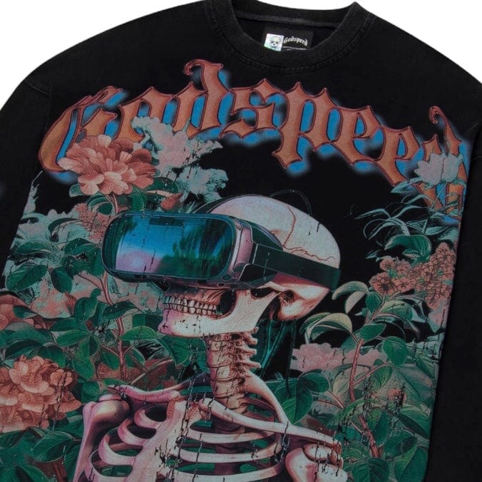 Godspeed Vision Flowers LS Thermal T-Shirt (Black Wash) - Image 3