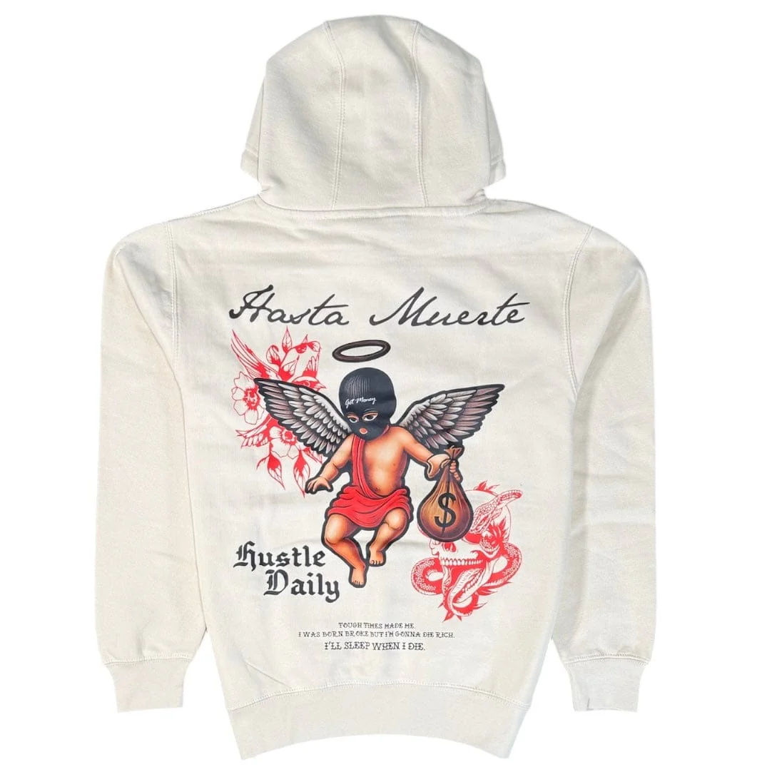 Hasta Muerte Red Shaded MM Tattoo Hoodie (Sandshell) - Image 2