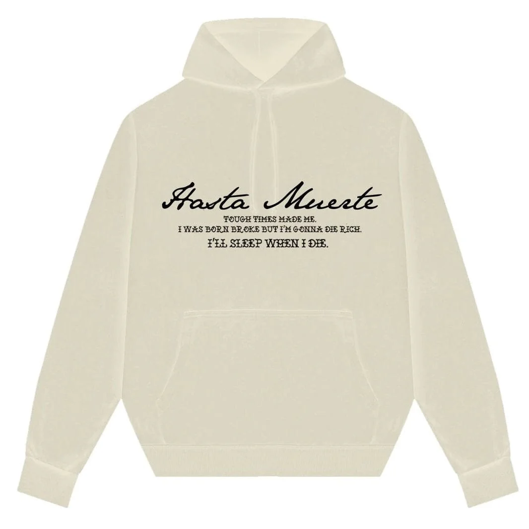 Hasta Muerte Red Shaded MM Tattoo Hoodie (Sandshell) - Image 3