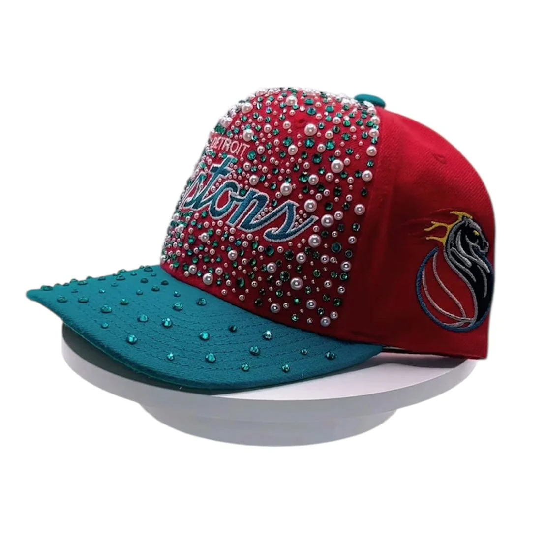 Headstartcustoms Detroit Pistons Pearled Hat - Image 2