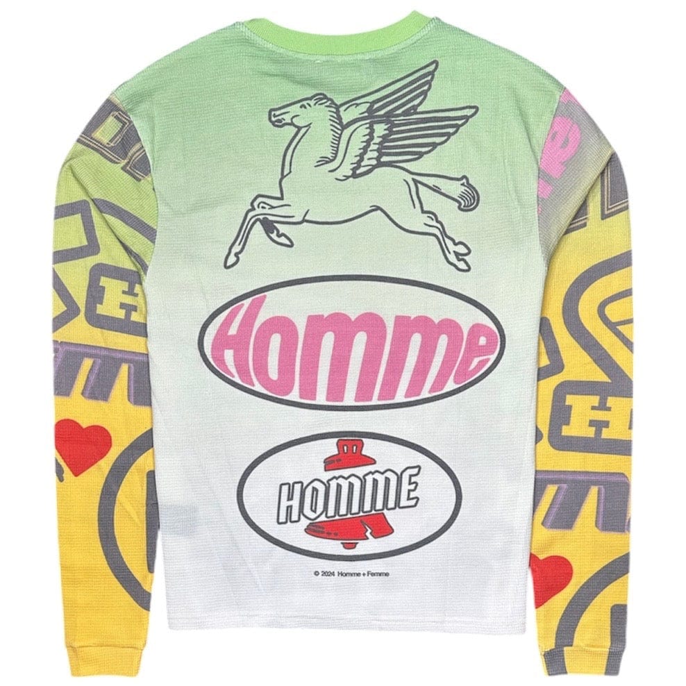 Homme Femme Moto Thermal Long Sleeve Crew (Green/Yellow) HFFW202414-2 - Image 2