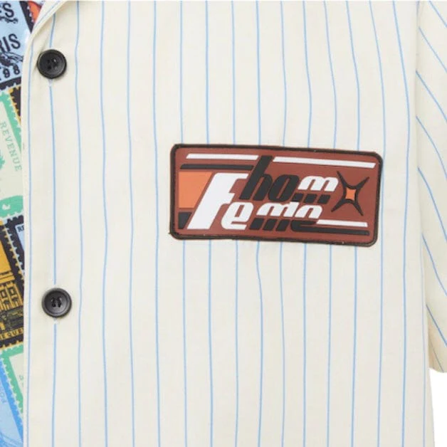 Homme Fremme Passport Striped Shirt (Tan) SPRING2347-1 - Image 3