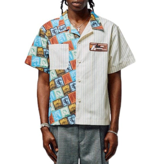 Homme Fremme Passport Striped Shirt (Tan) SPRING2347-1 - Image 5