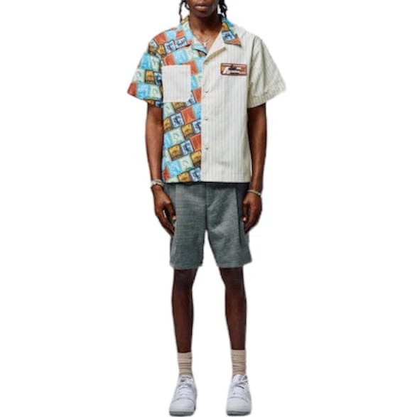 Homme Fremme Passport Striped Shirt (Tan) SPRING2347-1 - Image 8