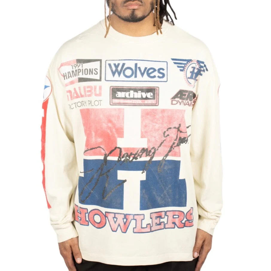 Howlers Club Wolf Racer LS Sweatshirt (Off White) - Image 3