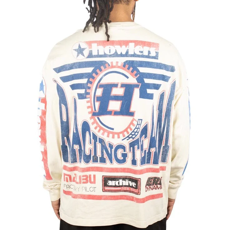 Howlers Club Wolf Racer LS Sweatshirt (Off White) - Image 6