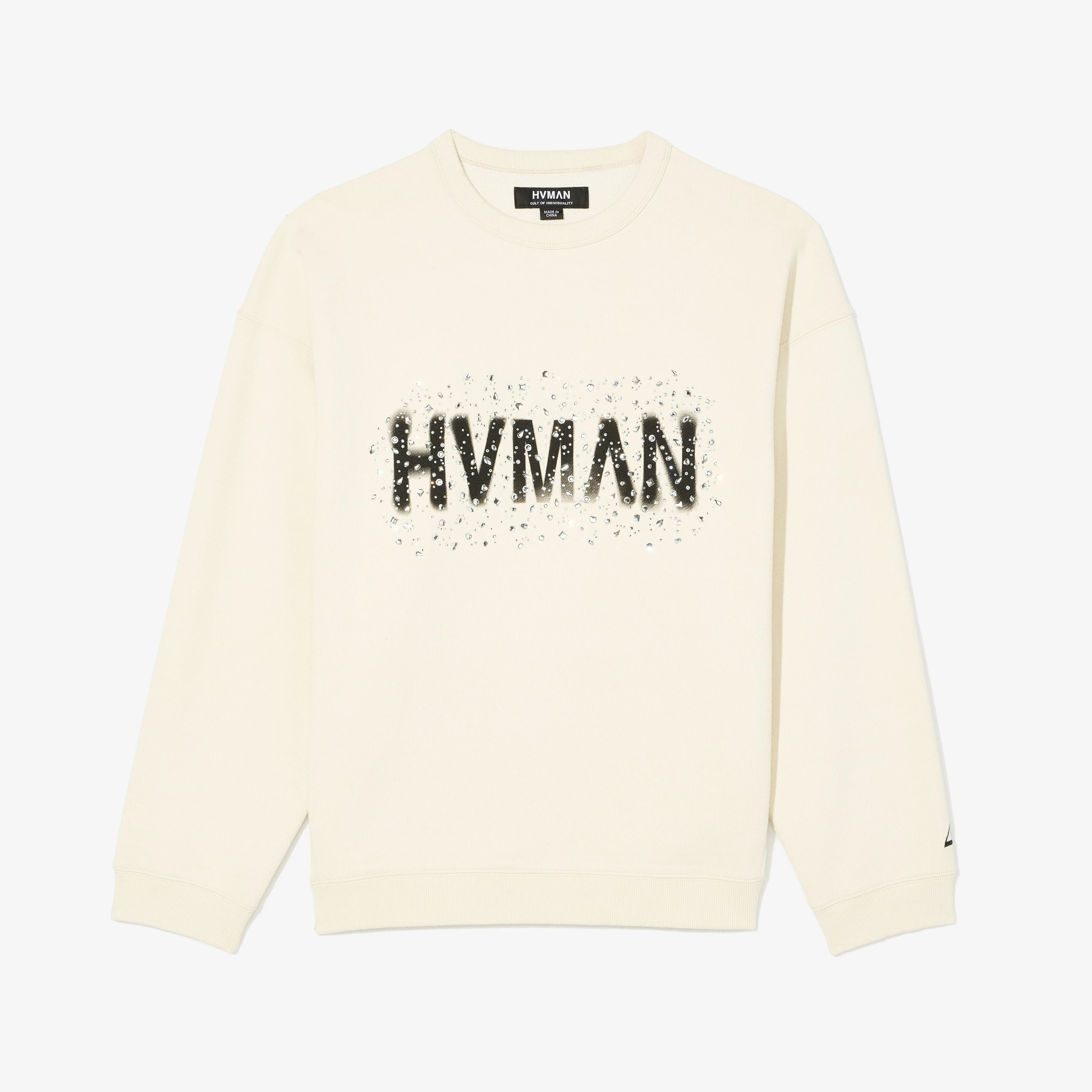 Hvman's Crewneck Sweater "Hvman Diamonds" in Winter White