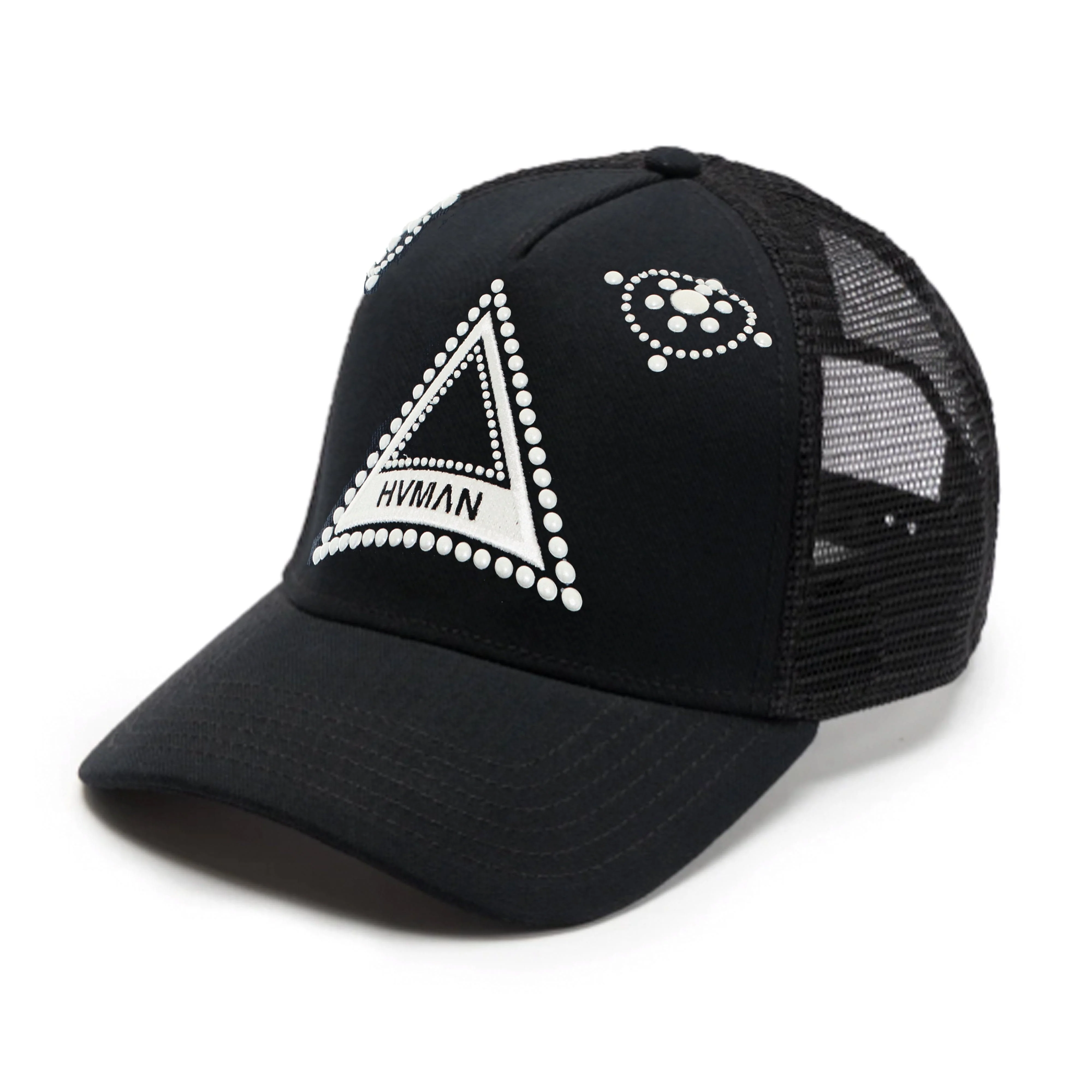 Hvman's Triangle Logo Mesh Trucker Hat in Black - Image 2