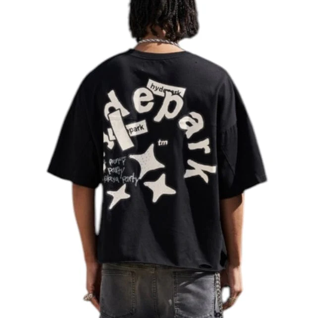 Hyde Park Aged Cotton Double Yoke Crop Tee (Black) - Image 4