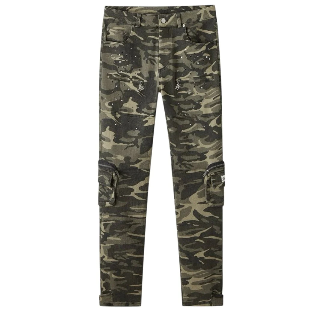 Hyde Park Skinny Vintage Cargo Pants (Green Camo)