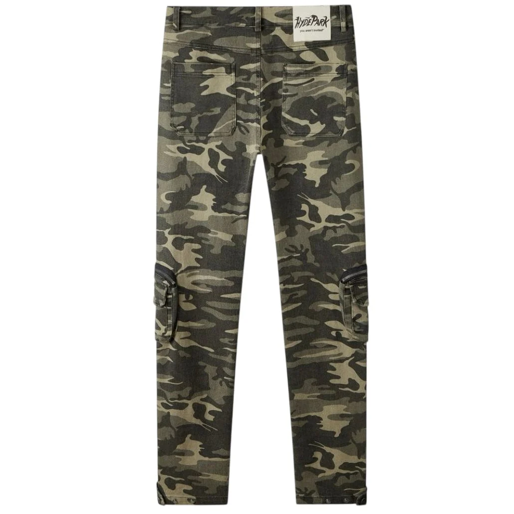 Hyde Park Skinny Vintage Cargo Pants (Green Camo) - Image 2