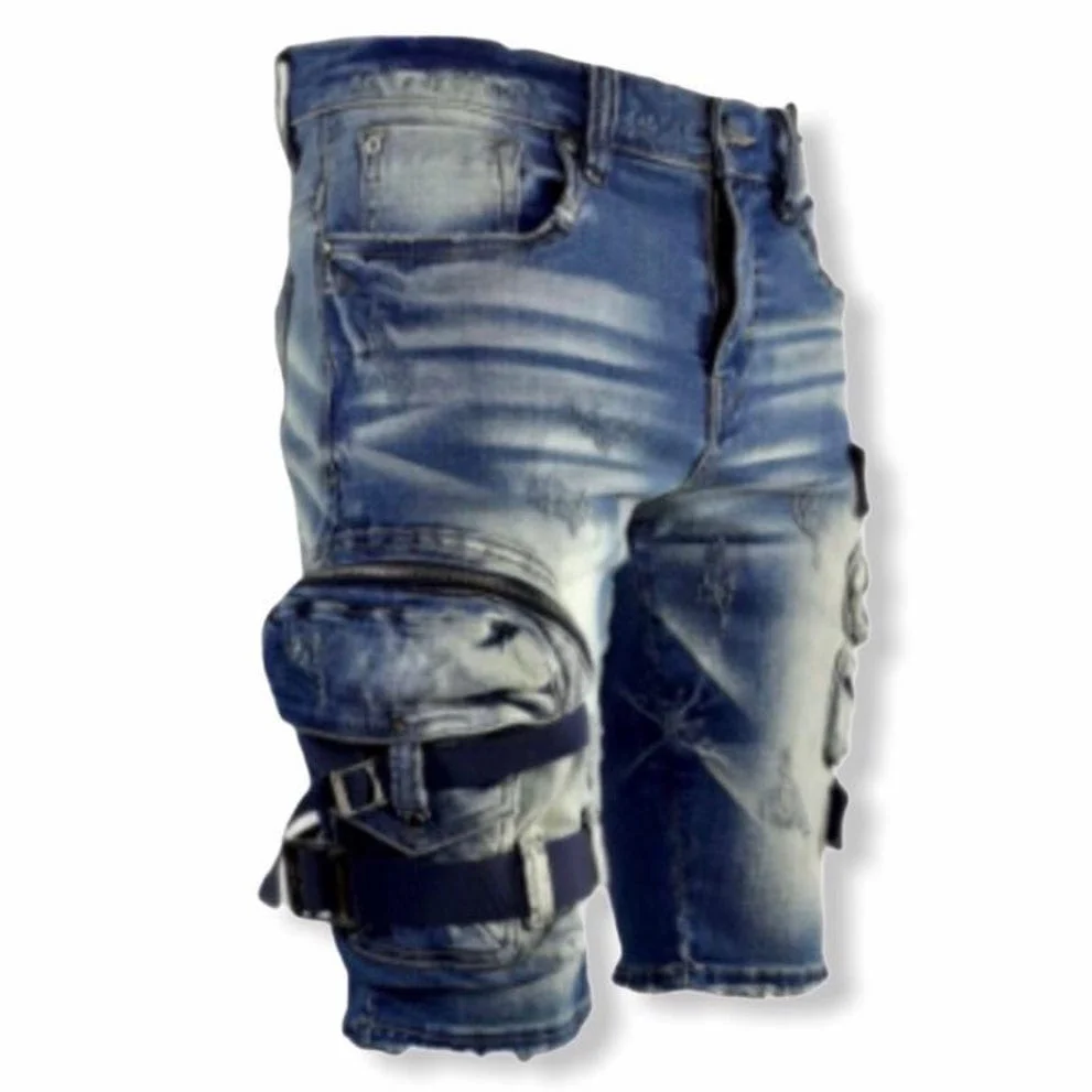 Industrial Indigo Tactical Cargo Denim Shorts (Indigo) INT-WB-272 - Image 2