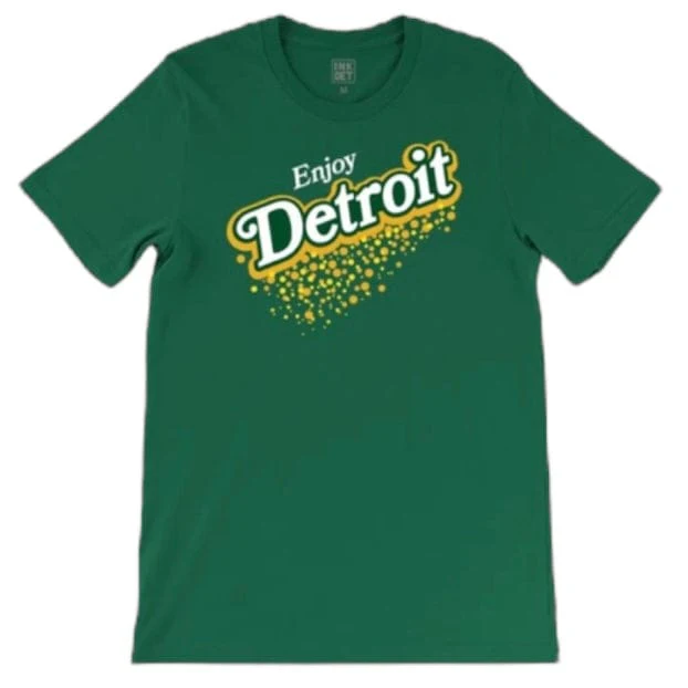 Ink Detroit Vintage Enjoy Detroit Ginger Ale T Shirt (Dark Green) 3038