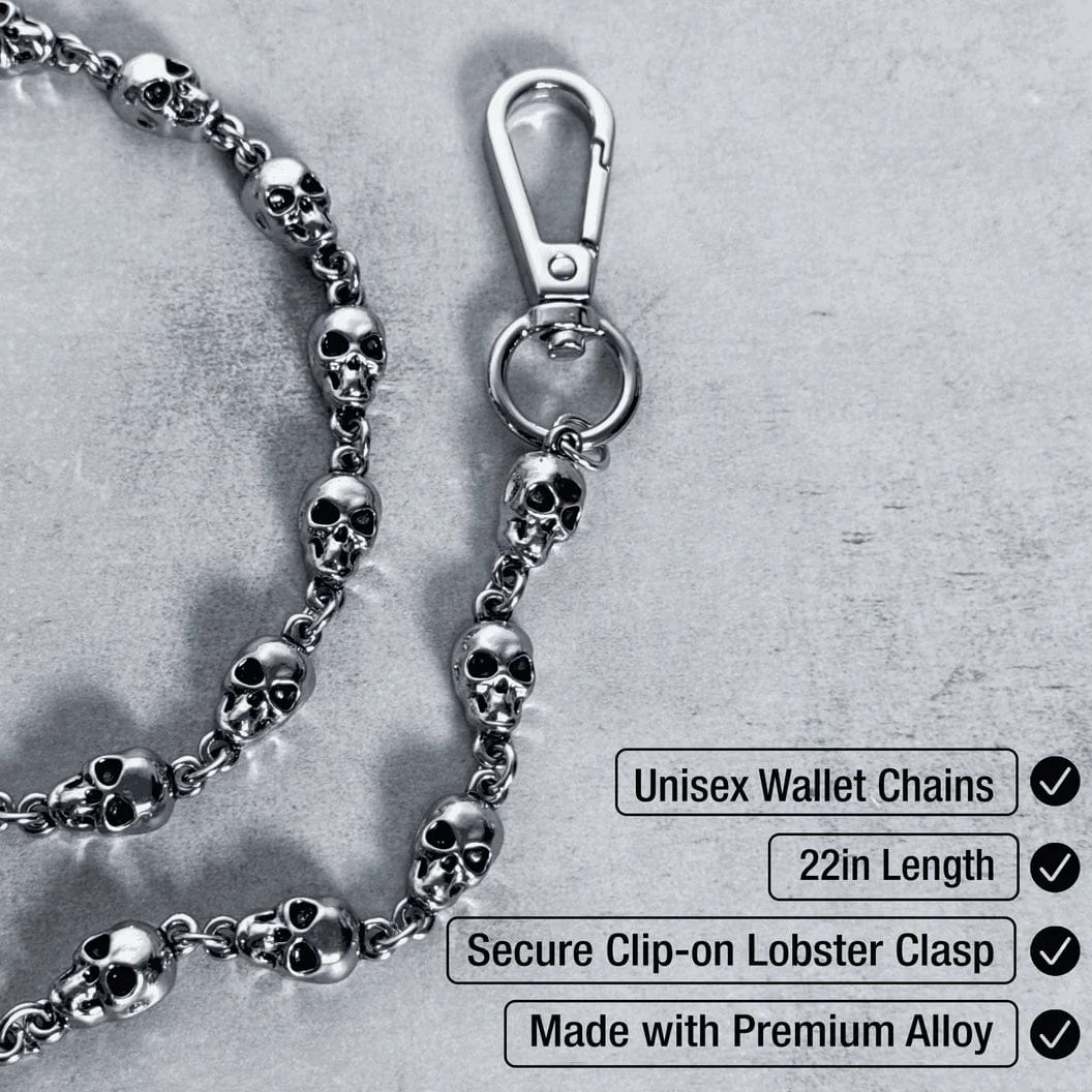Jewelry Essentials 9mm Skull Pant Chain 24" (Silver) BKC-106S - Image 3