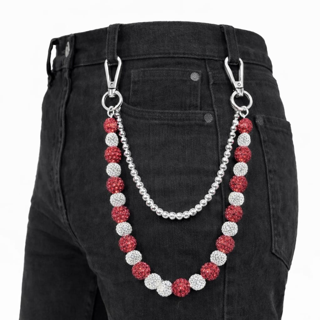 Jewelry Essentials Alternating Ball Chain (Silver/Red) FLC-006SRE