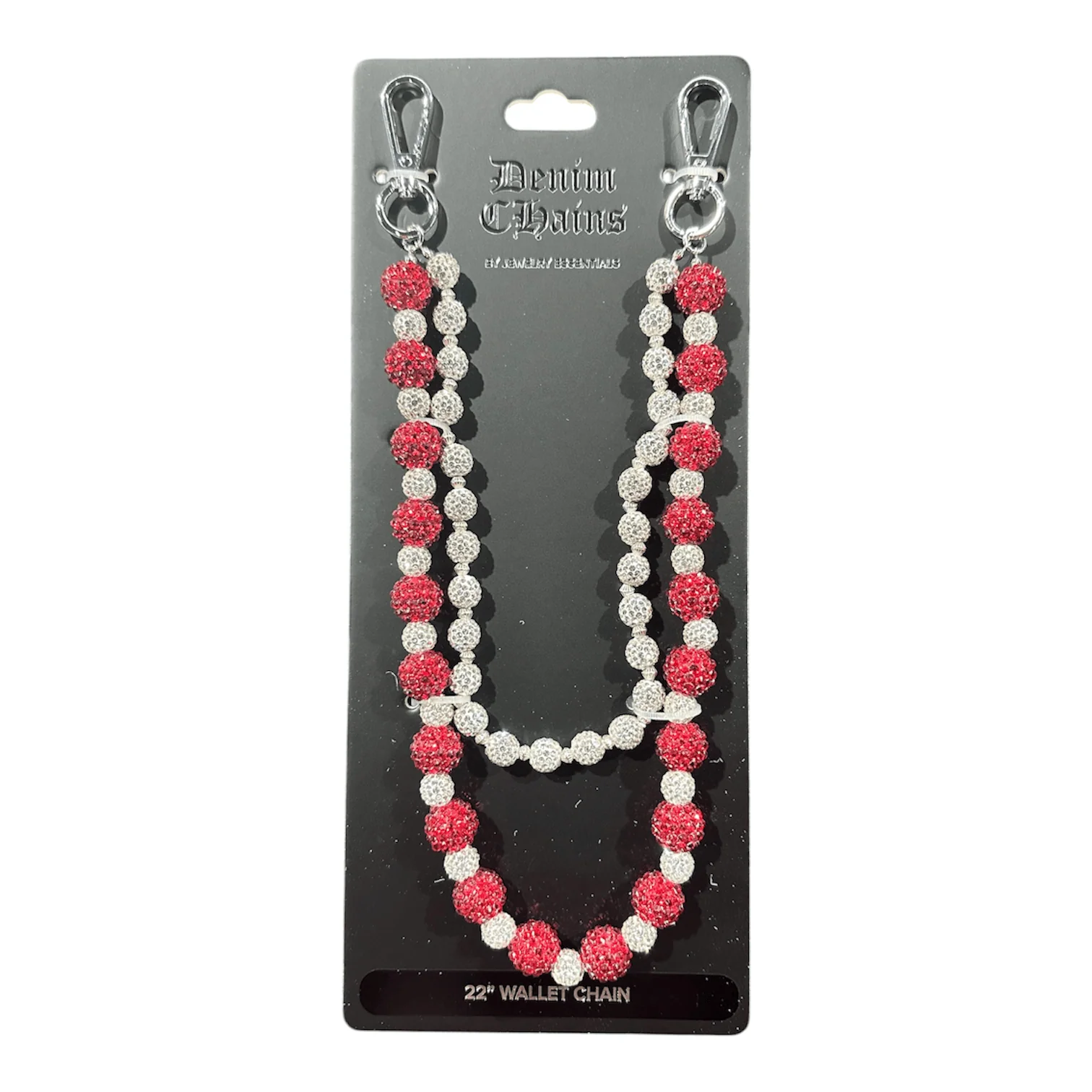 Jewelry Essentials Alternating Ball Chain (Silver/Red) FLC-006SRE - Image 2