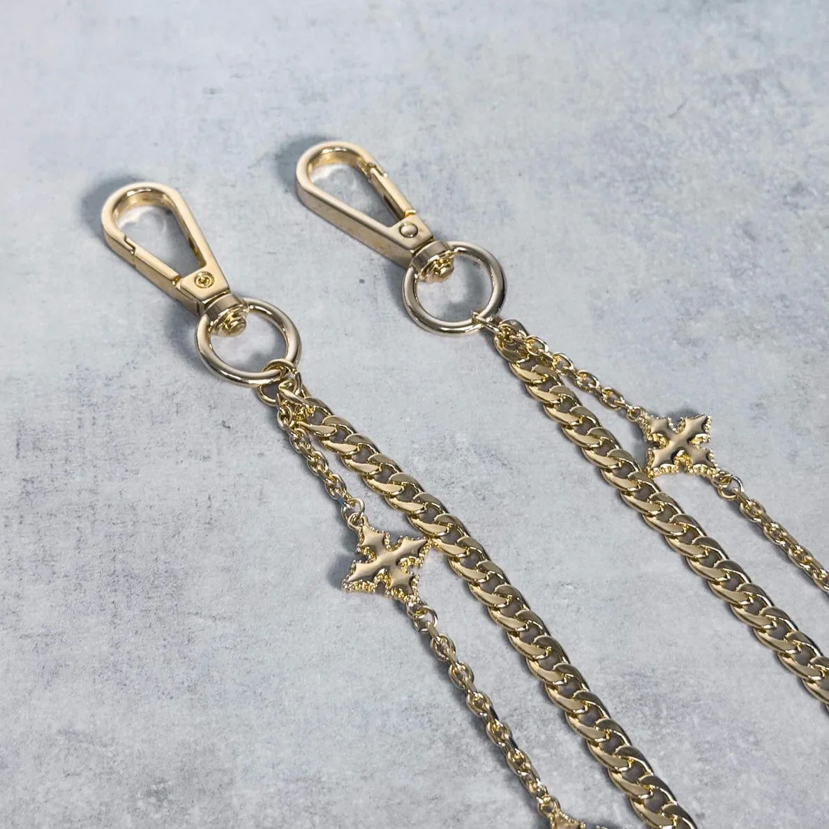 Jewelry Essentials Double Layered Silver Cross Pant Chains (Gold) BKC-202G - Image 2