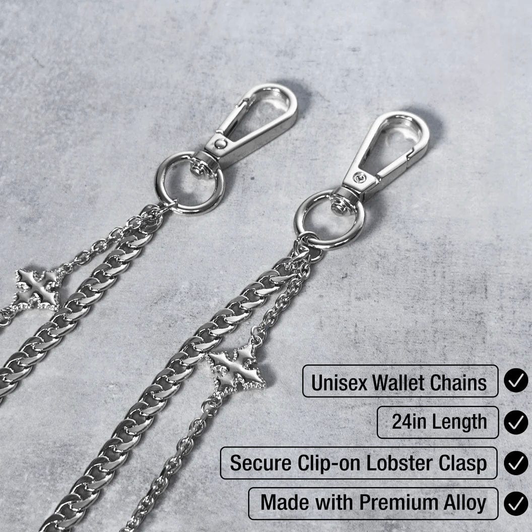 Jewelry Essentials Double Layered Silver Cross Pant Chains (Silver) BKC-202S - Image 2