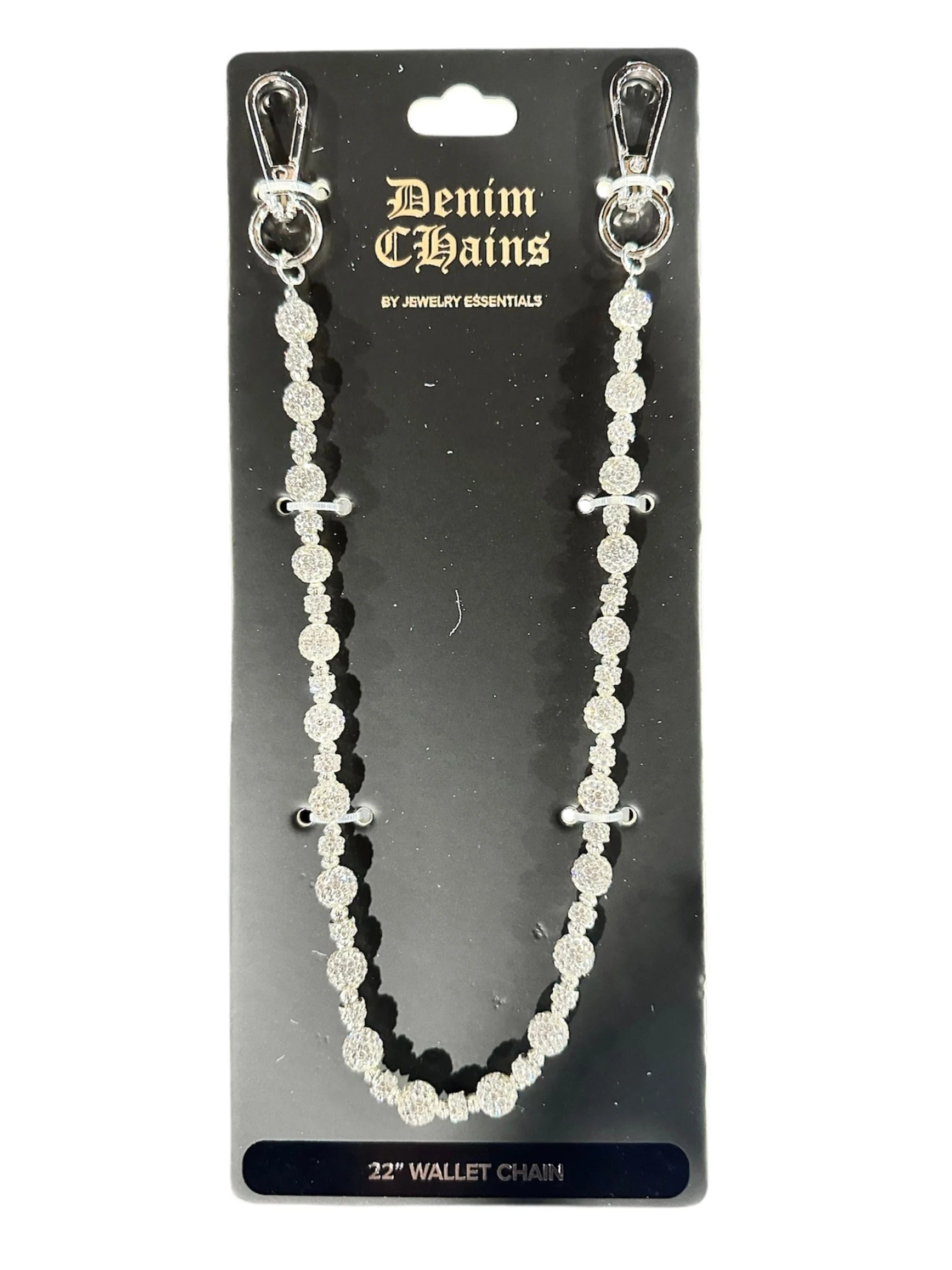 Jewelry Essentials Iced Ball Pant Chain (Silver) BKC-142S - Image 2
