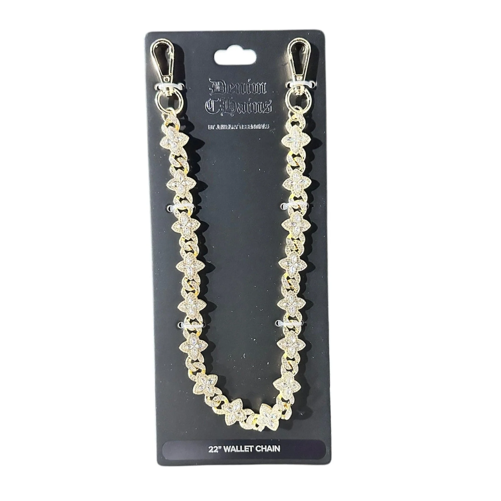 Jewelry Essentials Iced Clover Cuban Pant Chain 22" (Gold) BKC-141G - Image 2