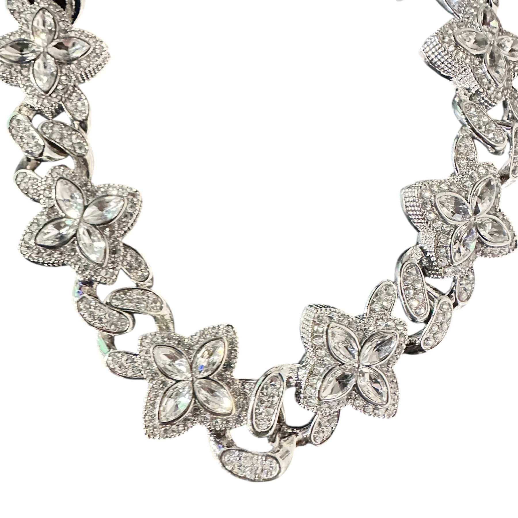 Jewelry Essentials Iced Clover Cuban Pant Chain 22" (Silver) BKC-141S - Image 3
