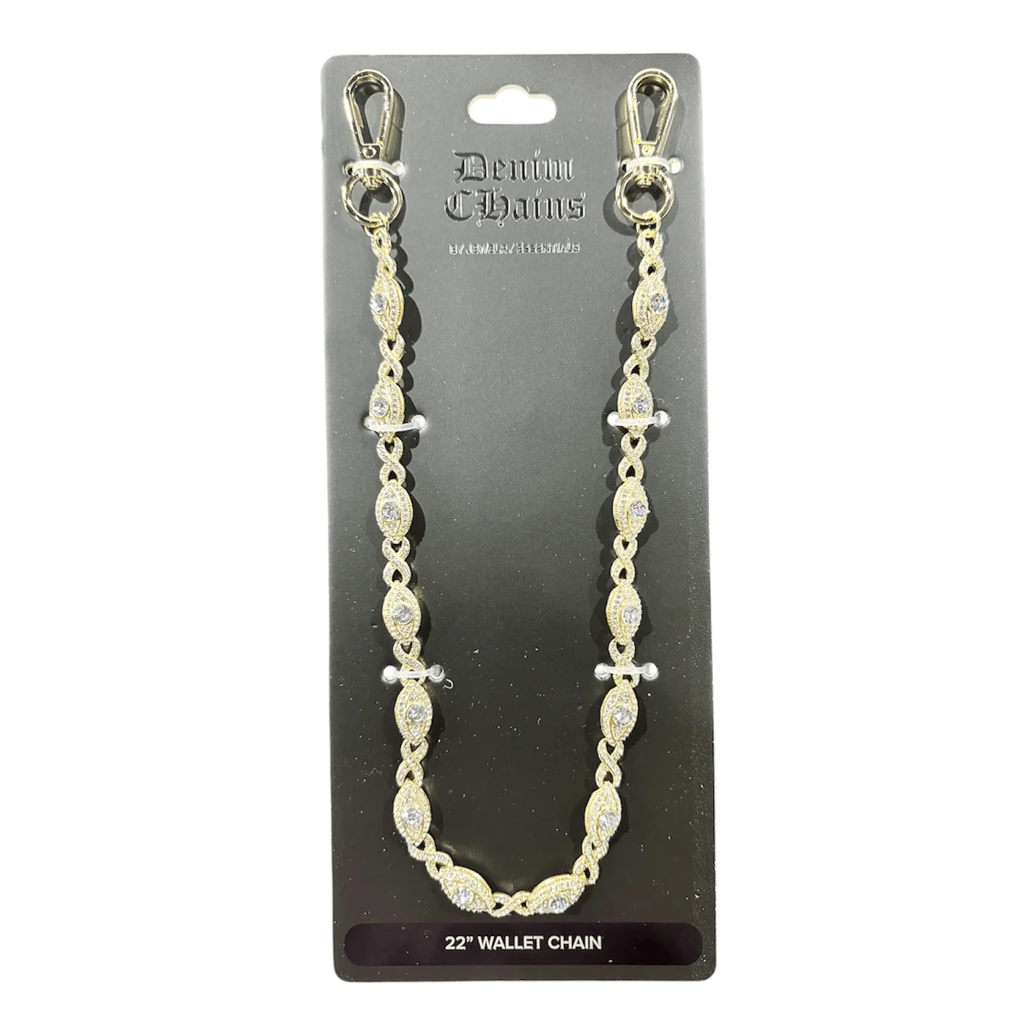 Jewelry Essentials Iced Evil Eye Infinity Link Pant Chain (Gold) BKC-276G - Image 2