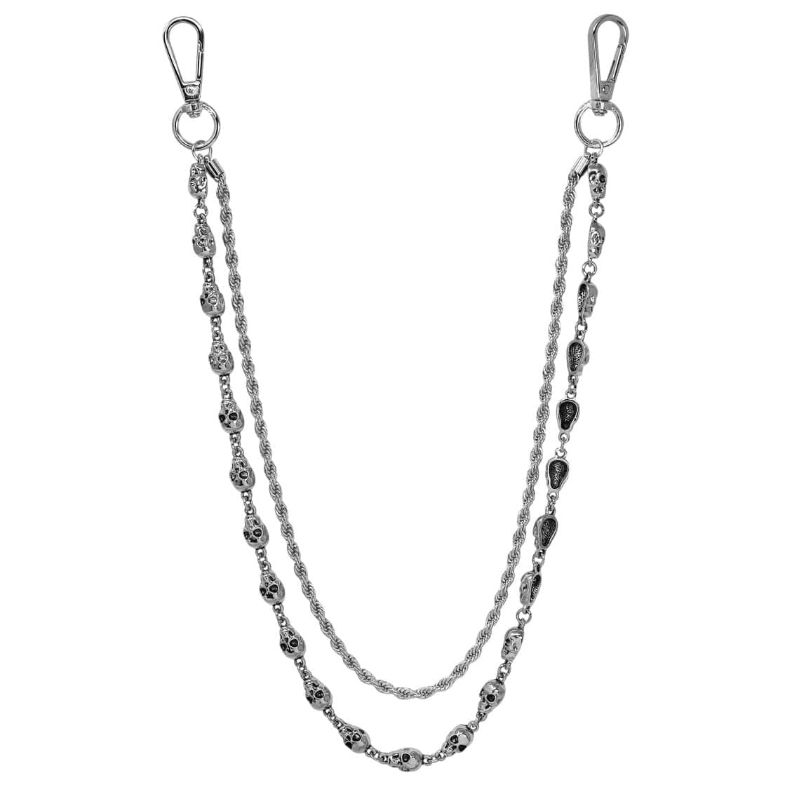 Jewelry Essentials Skull x Cuban Double Pant Chain (Silver)