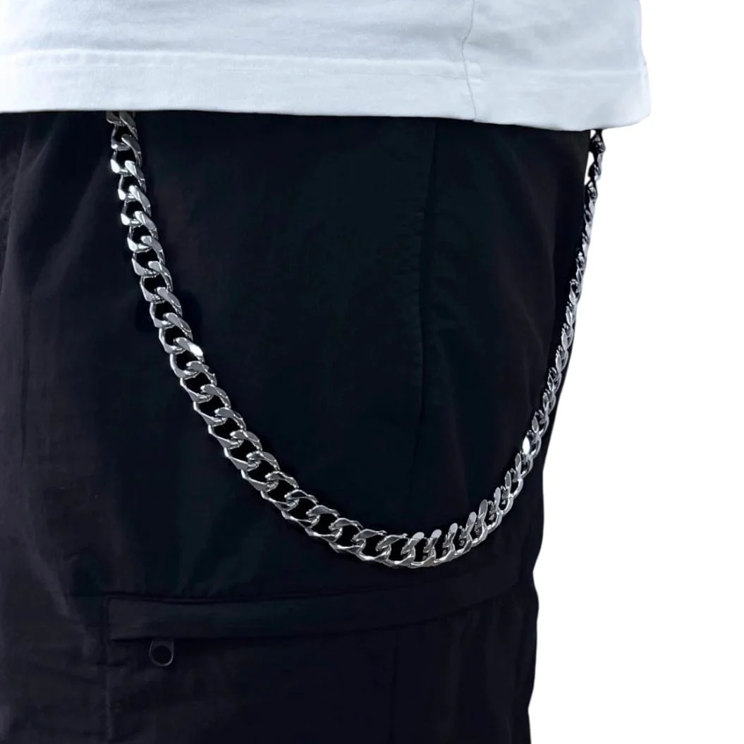 Jewelry Essentials Solid 14mm Cuban Link Pant Chain (Silver) BKC-209S