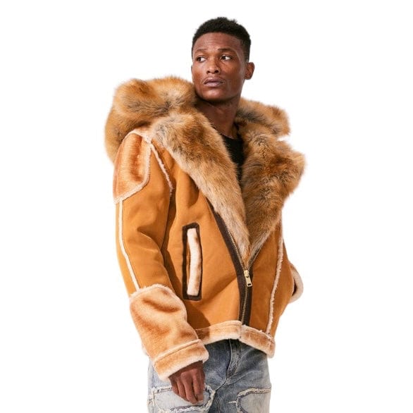 Jordan Craig El Jefe Shearling Moto Jacket (Cognac) 91625 - Image 2