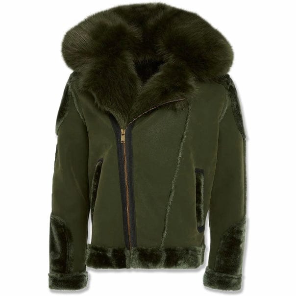 Jordan Craig El Jefe Shearling Moto Jacket (Military Green) - 91625 - Image 3