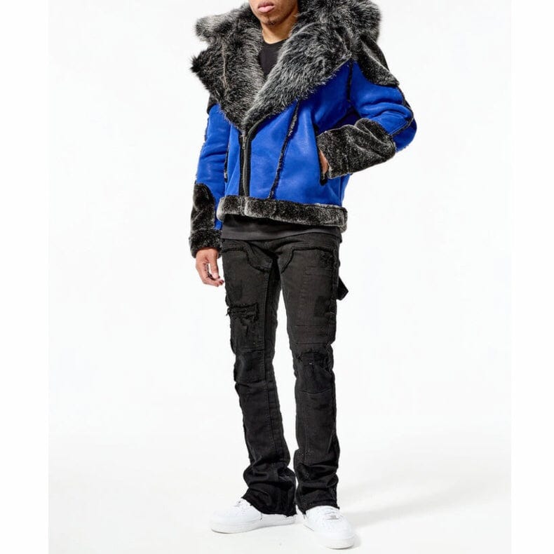 Jordan Craig El Jefe Shearling Moto Jacket (Racer Blue) 91590 - Image 2