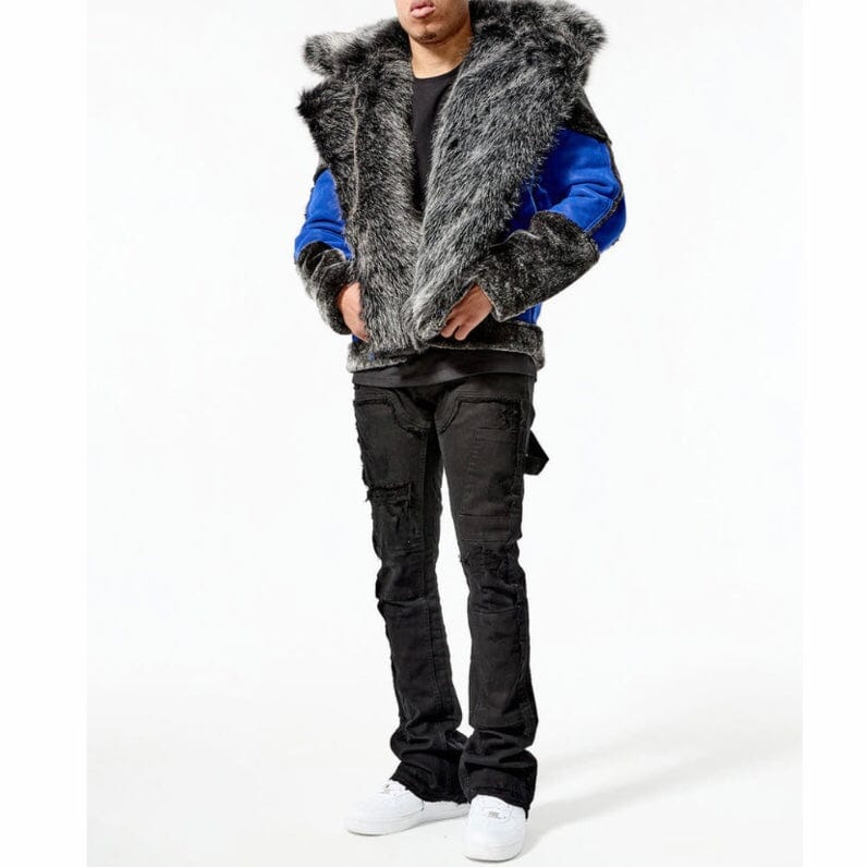 Jordan Craig El Jefe Shearling Moto Jacket (Racer Blue) 91590 - Image 3