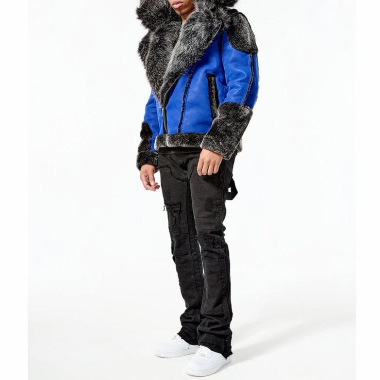Jordan Craig El Jefe Shearling Moto Jacket (Racer Blue) 91590 - Image 4