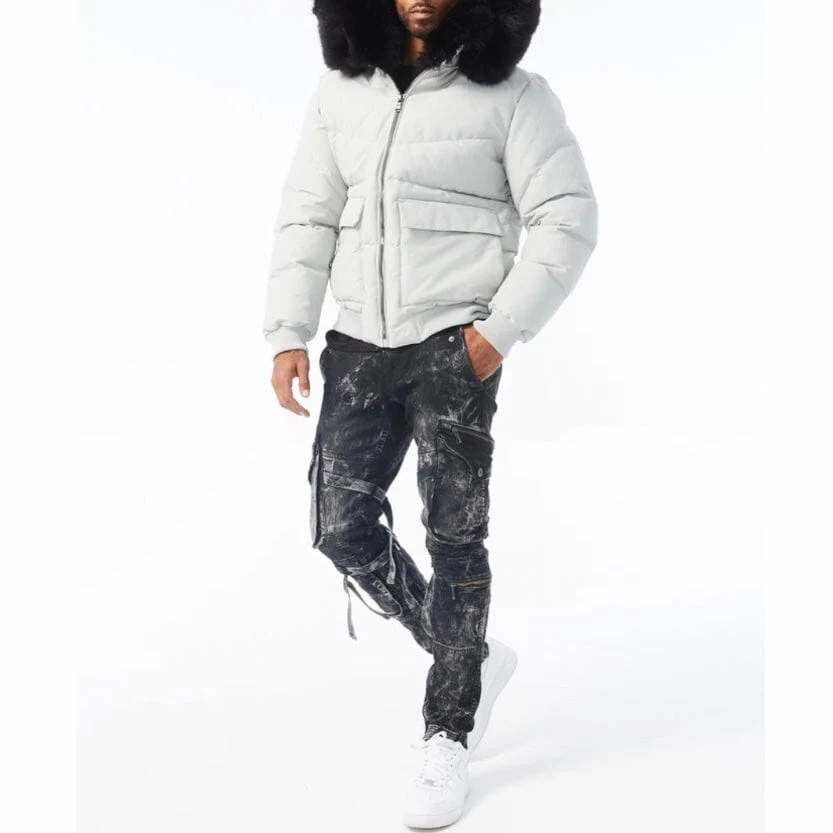 Jordan Craig Hollis Bomber Jacket (Light Grey) 91541 - Image 2