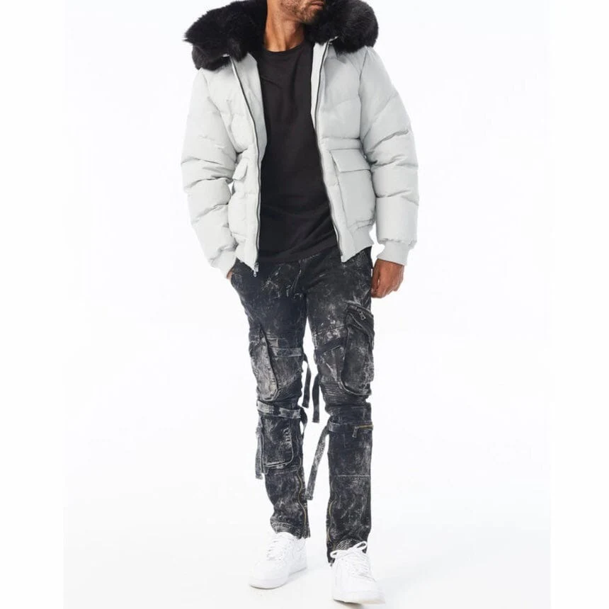 Jordan Craig Hollis Bomber Jacket (Light Grey) 91541 - Image 3