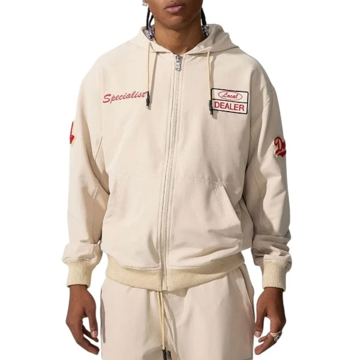 Jordan Craig Local Dealer Zip Up Windbreaker Hoodie (Khaki) 8838H