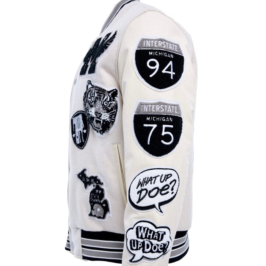 Jordan Craig Motown Varsity Jacket (Cream) 91651 - Image 11