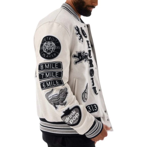 Jordan Craig Motown Varsity Jacket (Cream) 91651 - Image 2