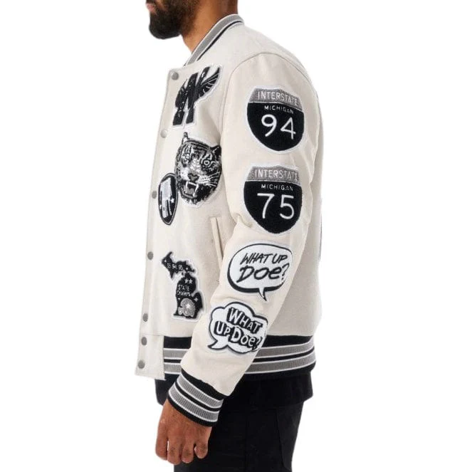 Jordan Craig Motown Varsity Jacket (Cream) 91651 - Image 3