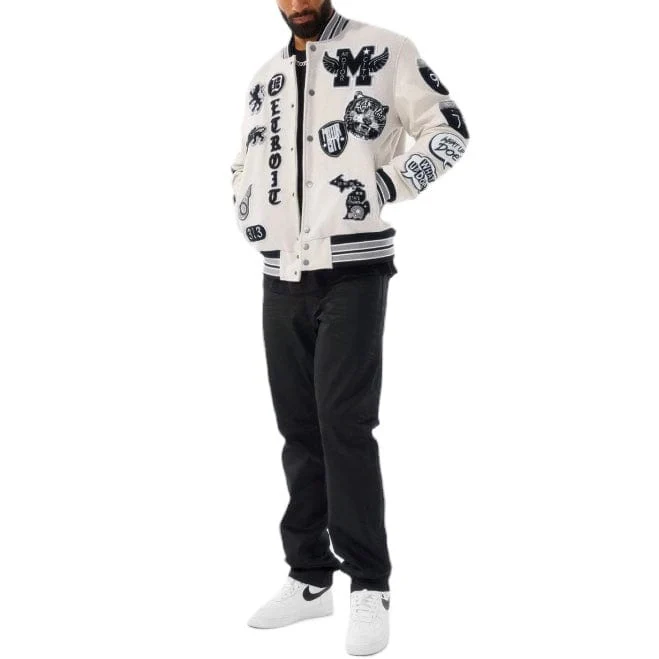 Jordan Craig Motown Varsity Jacket (Cream) 91651 - Image 5