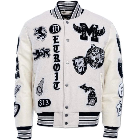 Jordan Craig Motown Varsity Jacket (Cream) 91651 - Image 6