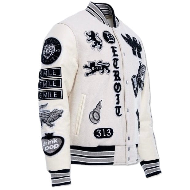 Jordan Craig Motown Varsity Jacket (Cream) 91651 - Image 7