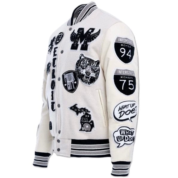 Jordan Craig Motown Varsity Jacket (Cream) 91651 - Image 8