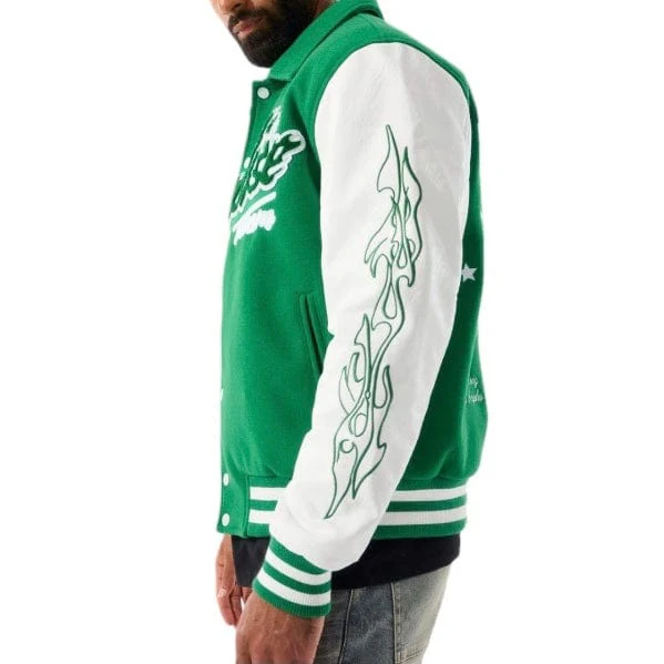 Jordan Craig Paradise Tour Varsity Jacket (Green) 91632 - Image 3