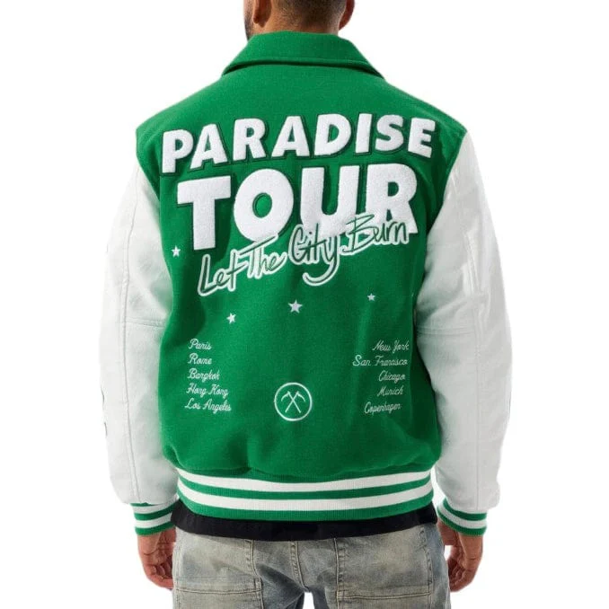 Jordan Craig Paradise Tour Varsity Jacket (Green) 91632 - Image 4