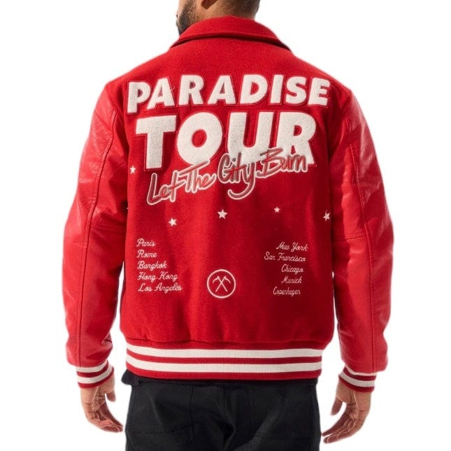 Jordan Craig Paradise Tour Varsity Jacket (Red) 91632 - Image 4