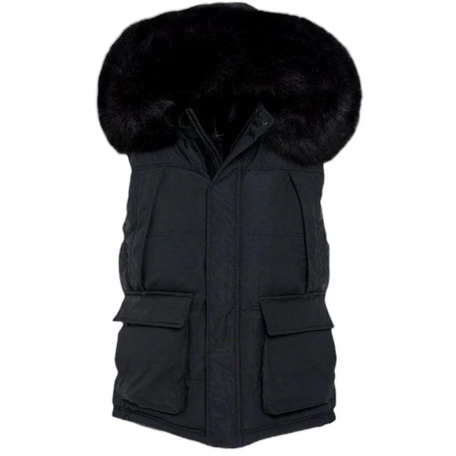 Jordan Craig Yukon Fur Lined Puffer Vest (Black) 9377V - Image 4