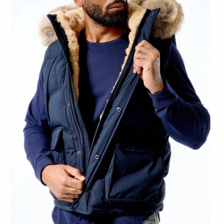 Jordan Craig Yukon Fur Lined Puffer Vest (Navy) 9371V - Image 2
